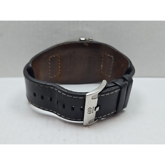 Fossil Kaleido Big Tic AM3696 Mens Watch Black Red Dial Cuff Leather New Battery - Picture 8 of 11